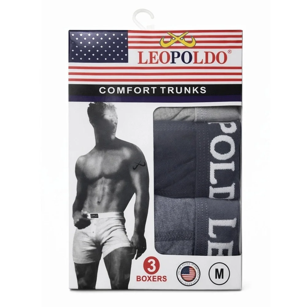 New Balance Men White A-Shirt 4pk & Leopoldo Comfort Trunks 3pk Bundle Size M